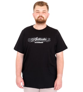Mode XL Büyük Beden Erkek T-Shirt Bisiklet Yaka ORIGINALS U25038 Siyah