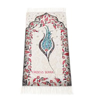 İsme Özel İnce Pamuk Çocuk Seccadesi Mavi- Lale 44x77 cm - 180 gr - Tesbih Hediyeli