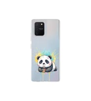 Samsung Galaxy A91 ile Uyumlu Splash Panda Tasarımlı Şeffaf Silikon Kılıf