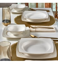 GÜRAL PORSELEN Bonenjoy 8 Parça 2 Kişilik Bone Yemek Takımı - Gold