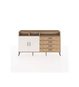Arges Konsol 5 Raflı 4 Çekmeceli 2 Kapaklı 176x30x99 Çam-Aytaşı/Çam