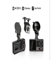 Araç İçi Kamera 4K 30FPS DVR 3 Kameralı LCD Ekranlı Gece Görüşlü Araba Kamerası