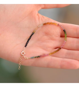 Turmalin Taşı Gümüş Bileklik ( 3 mm)