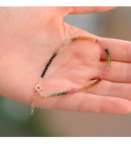 Turmalin Taşı Gümüş Bileklik ( 3 mm)