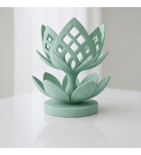 3D Baskı Lotus Çiçeği Mumluk - Dekoratif Tealight Mumluk-Mint