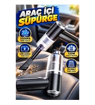 Mini Vakumlu Araç İçi Süpürge 120W 5500PA Emiş Gücü Filtreli USB Şarjlı