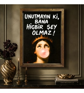 BK Gift Vintage Klasik Sanat Esprili Sözlü Masif Ahşap Çerçeveli Dekoratif Tablo - 34