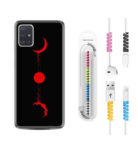 Samsung a71 A72 A73 A7 A9 2018 C7 C9 Kılıf Kablo Koruma Spiral Silikon Red Moon 1710