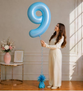 9 Rakamlı Mavi 76 cm Helyum Balon – Folyo Parti Balonu