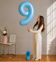 9 Rakamlı Mavi 76 cm Helyum Balon – Folyo Parti Balonu
