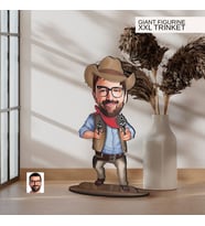 BK Gift Kişiye Özel Kovboy Karikatürlü Büyük Boy Ahşap Biblo-1 Arkadaşa Hediye , Sevgiliye Hediye, Kişiye Özel Biblolar