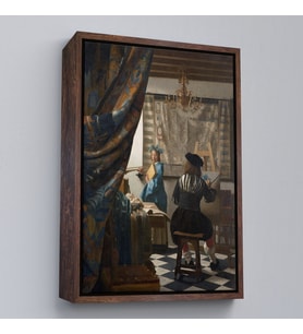 Çerçeveli Johannes Vermeer - Resim Çizme Tablosu (Kahverengi)
