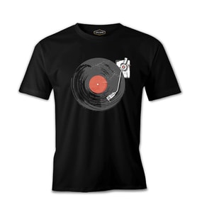 Black Vinyl on Black Siyah Erkek Tshirt