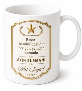 Ayın Elemanı Şirketin Yıldızı Plaket Görünümlü Kupa Bardak Hediye