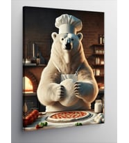 Kanvas Tablo Pizza Yapan Kutup Ayısı