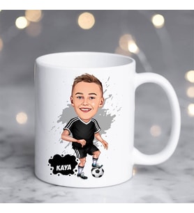Kişiye Özel Futbol Aşığı Çocuk Karikatürlü Kupa Bardak