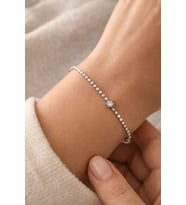 1. Sınıf Altın Kaplama Zirkon Taşlı Minimalist Gümüş Renk Yıldız Model Kadın Bileklik (Silver)