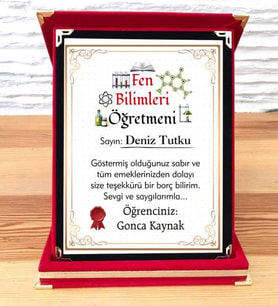Fen Bilimleri Öğretmenine Plaket (STD)