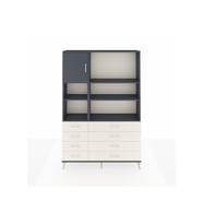 Arges Dolap 7 Raflı 8 Çekmeceli Tek Kapaklı  132x30x195 Antrasit-Antrasit/Aytaşı