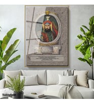 Altın Renk Metal Çerçeveli Tamperli Cam Tablo Sultan I Ahmed Portresi Osmanlı Tablosu Duvar Dekoru
