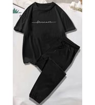 Unisex Dreamer Baskılı Eşofman Takımı (Siyah)