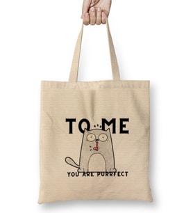 Funny Cat Tto Me You Are Ppurrfect Bez Çanta Uzun Saplı