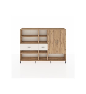 Arges Dolap 10 Raflı 2 Çekmeceli 2 Kapaklı 220x30x163 Çam-Çam/Aytaşı