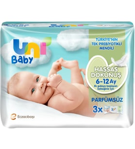 Uni Baby Islak Havlu Hassas Dokunuş 52 Yaprak (3 Lü Pk) 156 Yaprak