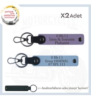 Hız Severlere Özel Süpriz, İsim Plaka ve 0 Rh (-) Kan Grubu Yazılı x2 Anahtarlık Set, Mor-Mavi-Laci (Çok Renkli)