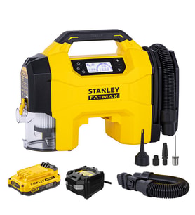 STANLEY SXVI02001A 12V/18V 2Ah Li-ion Şarjlı 160 PSI Dijital Göstergeli Lastik&Yatak Şişirme Pompası+Araç Süpürgesi