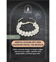 Kristal Kuvars 8mm Çift Sıra Makrome Doğal Taş Bileklik