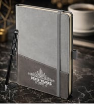 BK Gift Kişiye Özel Gri Termo Deri Defter ve Touchpen Kalem Seti -14,  Kurumsal ve Özel Hediye, Yeni İş Hediyesi