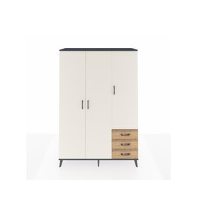 Hyperion Dolap 6 Raflı 3 Çekmeceli Tek Askılı 132x44x195 Antrasit-Aytaşı/Çam
