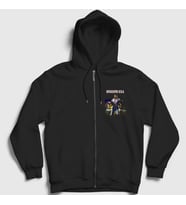 Presmono Unisex Siyah invasion Chuck Norris Fermuarlı Kapüşonlu Sweatshirt 257320tt
