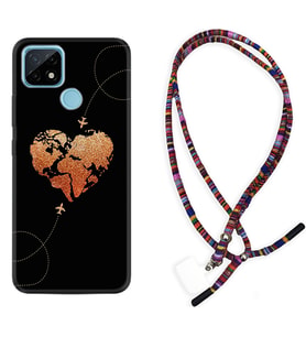 Realme C11 C21 C21Y C25Y C11 2021 Kılıf Boyun Asklı Rasta Silikon Plane Heart 1721