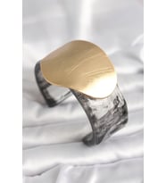 Siyah Mermer Desen Akrilik Plastik Gold Daire Plaka Model Vintage Kadın Bilezik 588 - HPSBYI6545-4