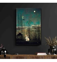 Tekli Dikey Kanvas Tablo Ünlü Eserler Henri Rousseau Carnival Evening