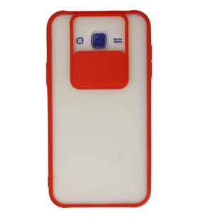 Durukar® Samsung Galaxy J7 Kılıf Palm Buzlu Kamera Sürgülü Silikon - Kırmızı