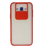 Durukar® Samsung Galaxy J7 Kılıf Palm Buzlu Kamera Sürgülü Silikon - Kırmızı