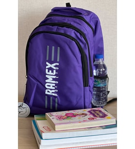 Okul Çantası Büyük Boy Seyahat Çantası Sırt Su Itici Spor Çantası 45x30x15cm 24LT (Mor-Mor)