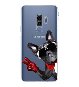 PrintiFy Samsung Galaxy S9 Plus ile Uyumlu Köpek 2 Kamera Korumalı Şeffaf Kılıf