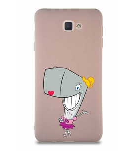 Samsung Galaxy J7 Prime Soft Premier Kapak Pearl Yengeç Tasarımlı Silikon Kılıf - Pudra (Şeffaf)