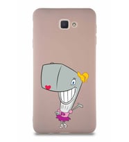 Samsung Galaxy J7 Prime Soft Premier Kapak Pearl Yengeç Tasarımlı Silikon Kılıf - Pudra (Şeffaf)