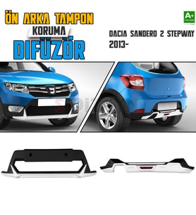 S-Dizayn Dacia Sandero 2 Stepway Ön ve Arka Tampon Koruma Difüzör Seti 2013 Üzeri A+ Kalite