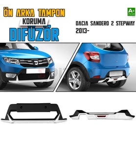 S-Dizayn Dacia Sandero 2 Stepway Ön ve Arka Tampon Koruma Difüzör Seti 2013 Üzeri A+ Kalite