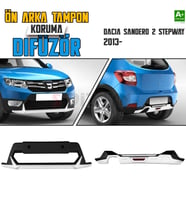 S-Dizayn Dacia Sandero 2 Stepway Ön ve Arka Tampon Koruma Difüzör Seti 2013 Üzeri A+ Kalite