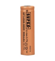 Supex 14500-900D Lityum Ion 3.7Volt 900mAh Şarj Edilebilir Başlıksız Pil (Siyah)