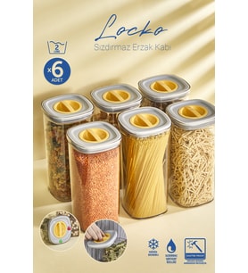 6x Şeffaf Locko Sızdırmaz Saklama ve Erzak Kabı 2LT Set