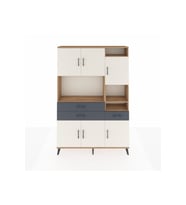 Arges Dolap 10 Raflı 3 Çekmeceli 6 Kapaklı 132x30x195 Çam-Aytaşı/Antrasit
