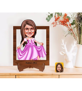 BK Gift Kişiye Özel Kız Çocuk Prenses Karikatürlü Ahşap Standlı 3D Biblo-1 (Beyaz)